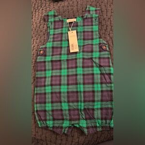 NWT Janie & Jack tartan Jon Jon 12-18 mos